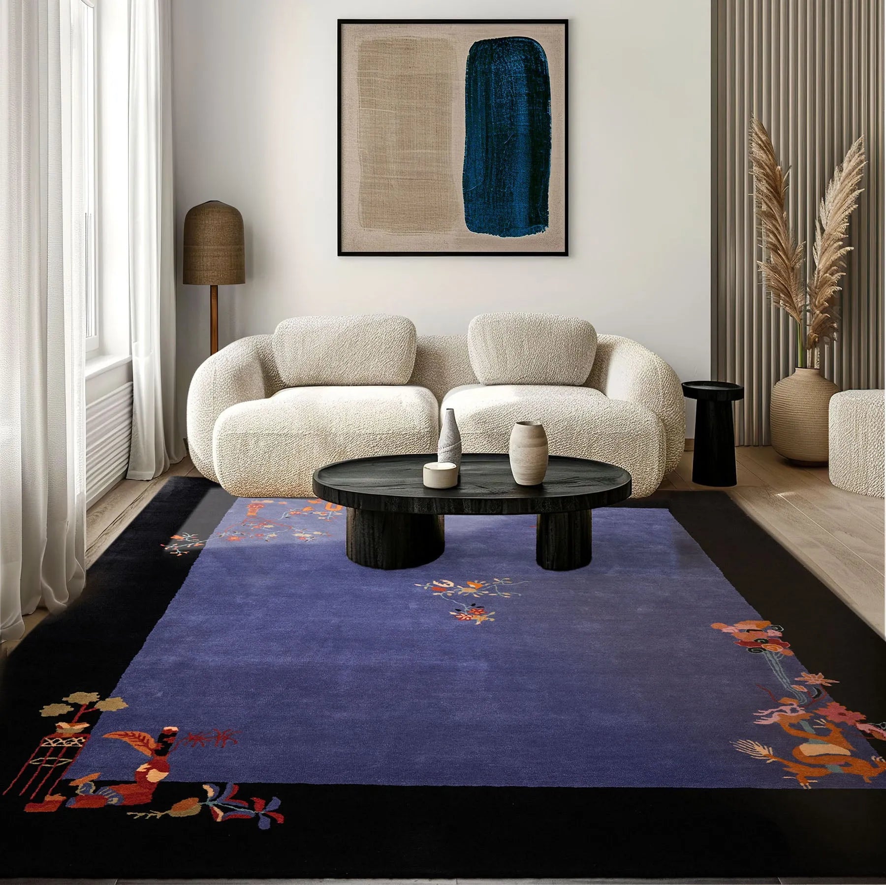 新品未使用 Arnold Palmer by ALWAYTH RUG ラグマット Multi Size Blue Hand Tufted Chinese Art Deco Vase Oriental Area