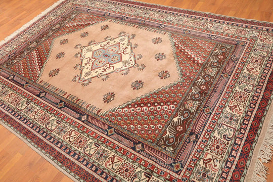 6x9 Tan, Ivory Hand Knotted Authentic Turkish 100% Wool Oriental Area Rug