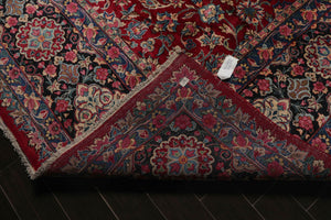 13'x18'8'' Palace Burgundy, Navy Hand Knotted Persian 100% Wool Traditional Mashad 200 KPSI Oriental Area Rug