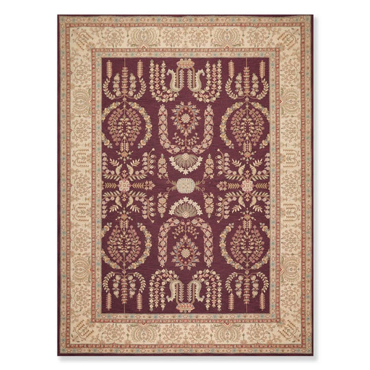 9x12 Aubergine Hand Hooked French Aubusson 100% Wool Traditional Oriental Area rug