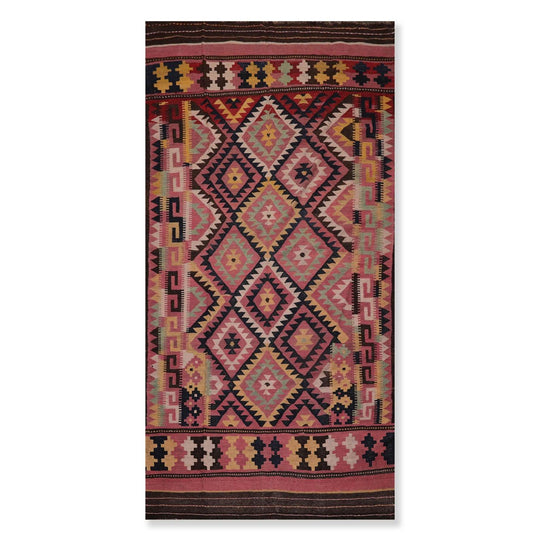 6'2"x12' Rose Vintage Hand Woven 100% Wool Southwestern Turkish Kilim Oriental Area Rug