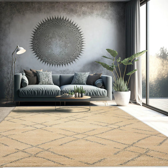 8 x 10 Hand Knotted 100% Wool Moroccan Designer Oriental Area Rug Ivory