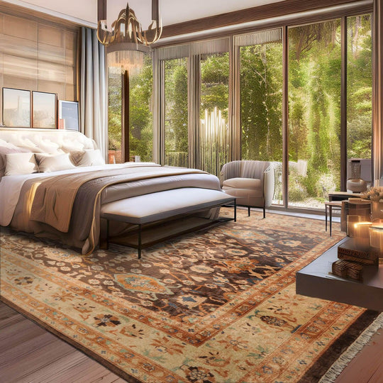 10'4" x 13'6" Hand Knotted Wool Silky Sheen Authentic Oushak Area Rug Brown