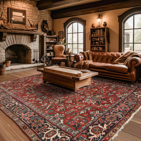 7'6"x 10'3" Hand knotted Antique Traditional Wool Oriental Area Rug Orangy Red