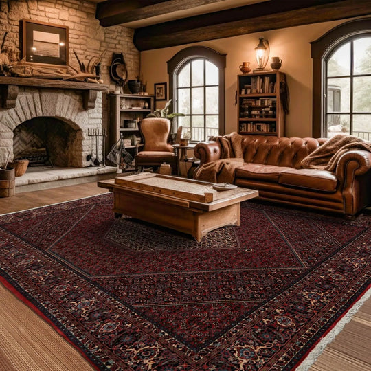 8x10 Red Hand Knotted Wool Authentic Bidjar medallion 300 KPSI Persian Oriental Area Rug