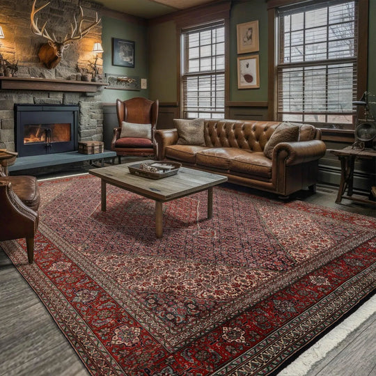 8x11 Navy, Rust Hand Knotted 100% Wool 250 KPSI Authentic Mahi Tabrizz Oriental Area Rug