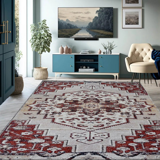 Multi Size Handmade Micro Printed Polyester Traditional Oriental Area Rug Beige, Taupe Color