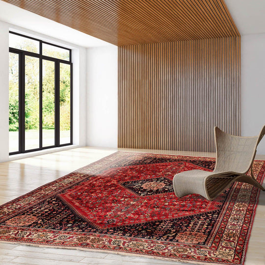 5'10" x 8'9” Vintage Hand Knotted 100% Wool Abadeh Oriental Area Rug Rust