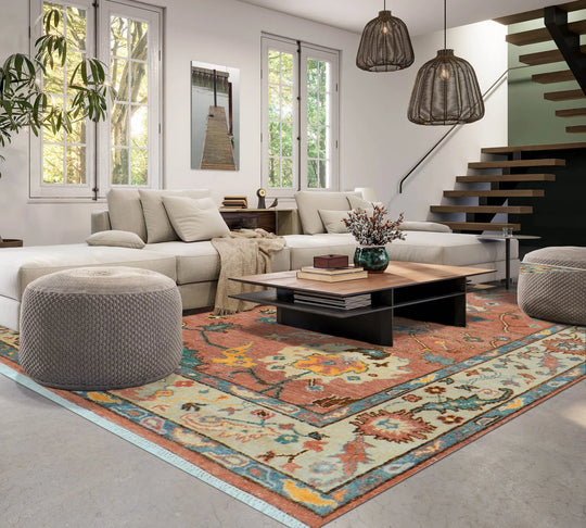 LoomBloom 8x10 Rust Hand Knotted Arts & Crafts Oushak Wool Oriental Area Rug