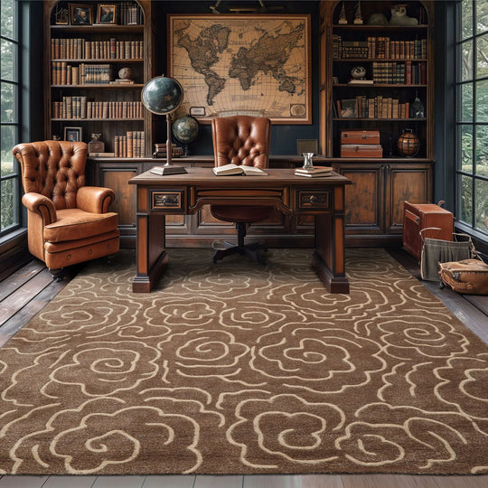 LoomBloom Multi Size Brown Hand Tufted Contemporary Floral Wool and Faux Silk Oriental Area Rug