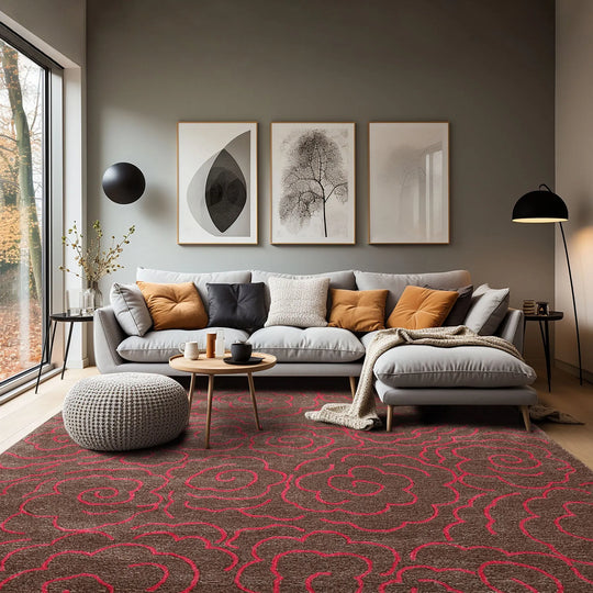 LoomBloom Multi Size Brown Hand Tufted Contemporary Wool and Faux Silk Oriental Area Rug