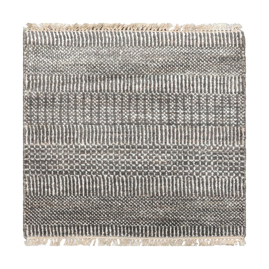 2'x2' Ivory Hand Knotted Tibetan Modern Wool and Bamboo Silk Oriental Area Rug