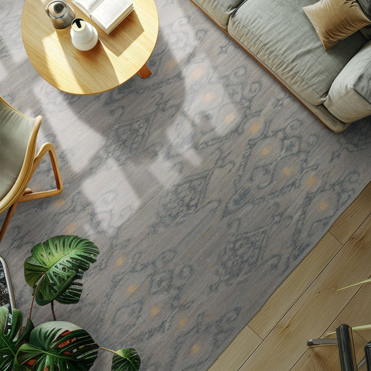 loomBloom 8'11''x12' Gray Hand Woven Flatweave Modern Ikat Wool Oriental Area Rug