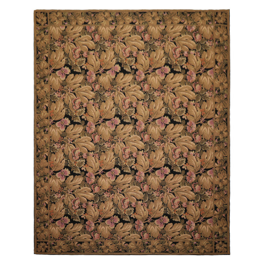 8x10 Hand Woven Wool Black French Aubusson Needlepoint Traditional Asmara European Classic Design Rug