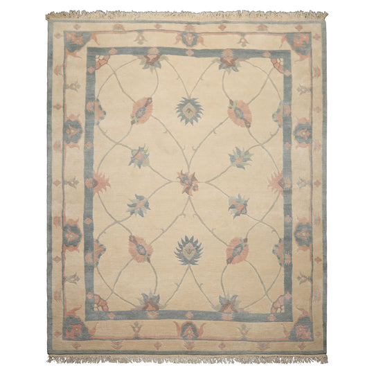 8x10 Hand Knotted Wool Ivory Tibetan Arts & Crafts Tufenkian Swiss Wash Rug