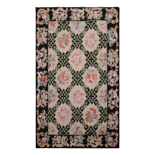 5'1''x8'9'' Hand Woven Wool Blush French Needlepoint Traditional Rug