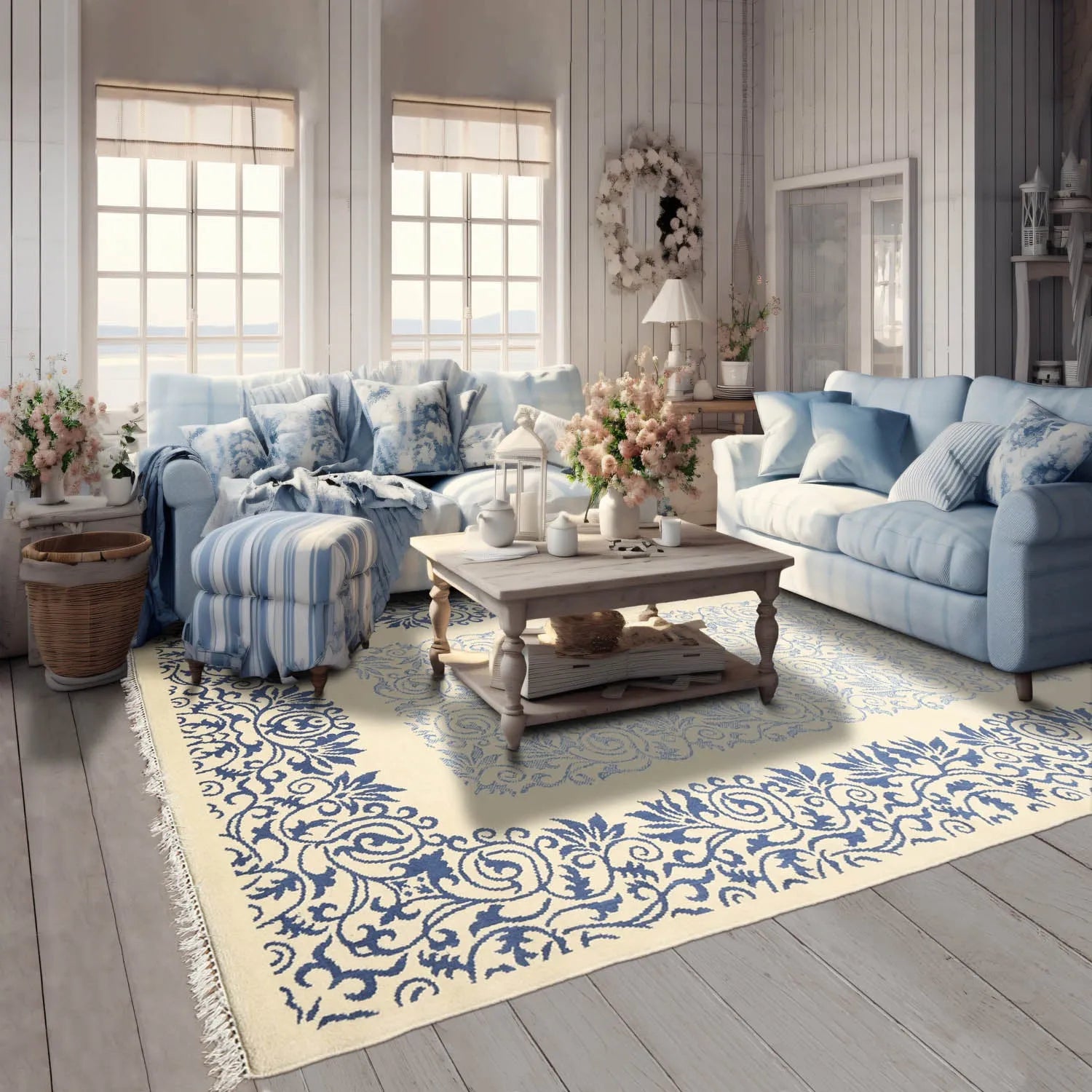 6x9 Off White Hand Knotted Persian Area Rug | Oriental Rug of