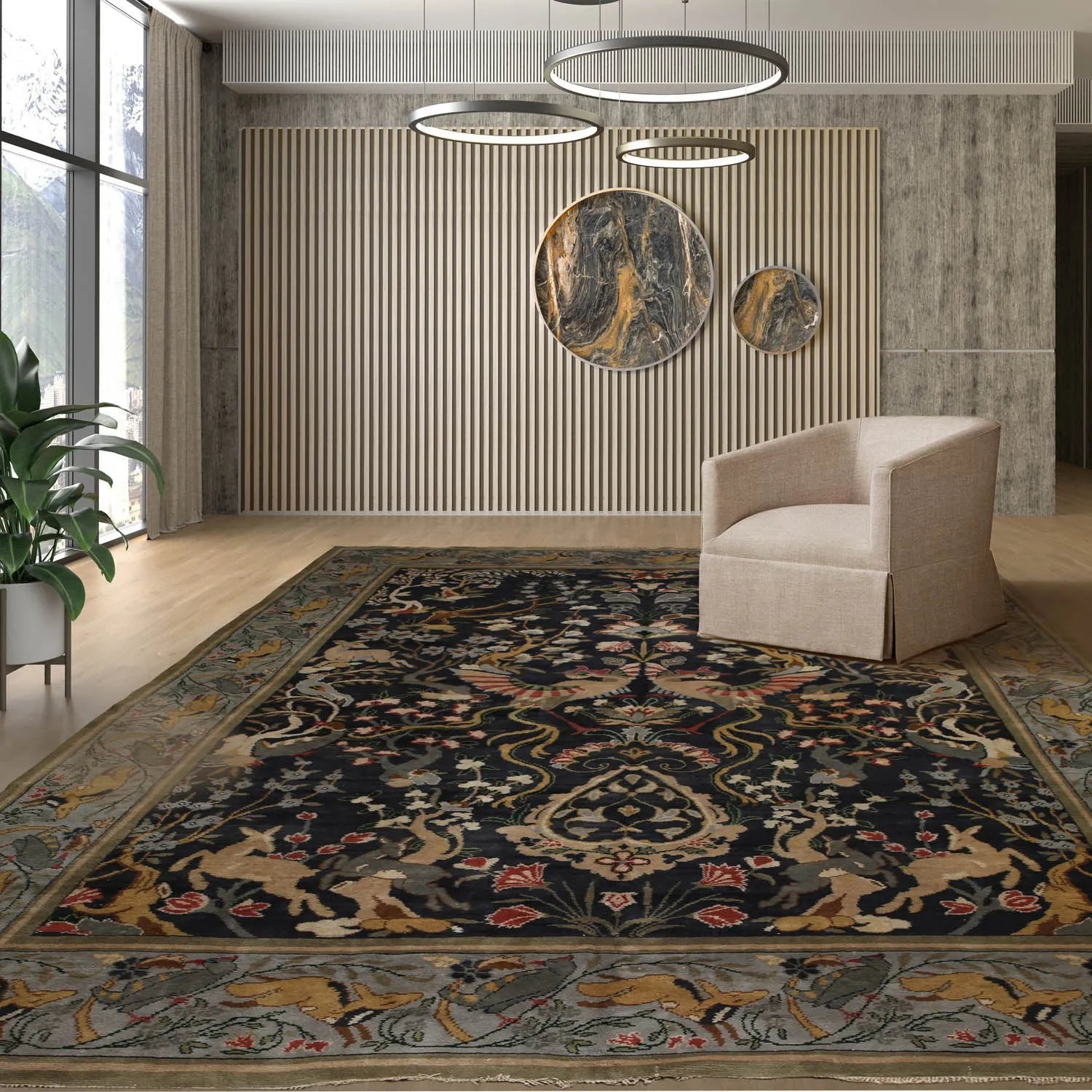 9x12 Charcoal Wool Hand Knotted Area Rug | Oriental Rug of Houston