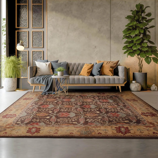 Multi Sizes Brown, Beige Hand-Tufted Arts & Craft 100% Wool Oriental Area Rug