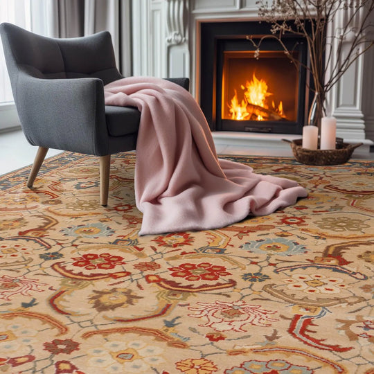 Multi Sizes Beige, Blue Hand Tufted 100% Wool Traditional Persian Oriental Area Rug