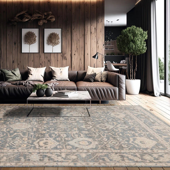 9'x12' Hand Knotted Oushak 100% Wool Transitional Oriental Area Rug Gray, Teal Color