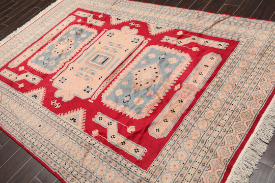 6'x9' Red  Rose  Blue, Navy, Tan, Multi Color Hand Woven Persian Oriental Area Rug Wool Traditional Oriental Rug
