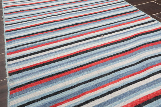 2'6" x 8' Hand woven Reversible Dhurry Traditional Oriental Area Rug Runner Blue