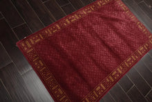 Tibetan Hand Knotted Wool & Silk Traditional Oriental Area Rug Plum 3' x 5' - Oriental Rug Of Houston