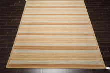 8'1'' x 10' Hand Knotted Tibetan Wool Modern Stripes Oriental Area Rug Beige - Oriental Rug Of Houston