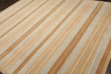 8'1'' x 10' Hand Knotted Tibetan Wool Modern Stripes Oriental Area Rug Beige - Oriental Rug Of Houston