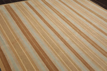 8'1'' x 10' Hand Knotted Tibetan Wool Modern Stripes Oriental Area Rug Beige - Oriental Rug Of Houston