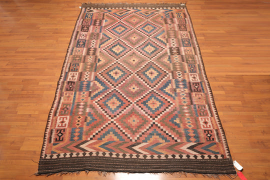 7'9" x 13’ Hand Knotted Afghan Southwestern Kilim 100% Wool Area Rug Rust