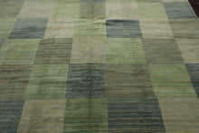 8' 2''x9' 10'' Hand Knotted Tibetan 100% Wool Michaelian & Kohlberg Modern & Contemporary Oriental Area Rug Aqua, Gray Color