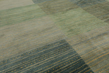 8' 2''x9' 10'' Hand Knotted Tibetan 100% Wool Michaelian & Kohlberg Modern & Contemporary Oriental Area Rug Aqua, Gray Color