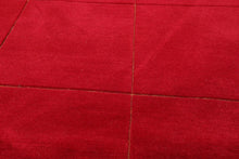 4' x 6' Hand Knotted 100% Wool Tibetan solid Squares 150 KPSI Area Rug Red - Oriental Rug Of Houston