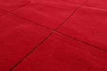 4' x 6' Hand Knotted 100% Wool Tibetan solid Squares 150 KPSI Area Rug Red - Oriental Rug Of Houston