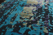 2’ x 2’ Hand Knotted Wool & Silk Modern Square Tibetan Area rug Turquoise - Oriental Rug Of Houston