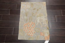 2' x 3' Hand Knotted Wool & Silk Transitional Tibetan Oriental Area Rug Gray - Oriental Rug Of Houston