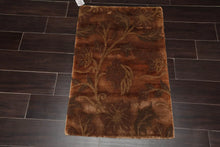 2' x 3' Hand Knotted Wool & Silk Transitional Tibetan Oriental Area Rug Brown - Oriental Rug Of Houston