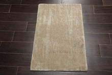 2' x 3' Hand Knotted Wool & Silk Modern Tibetan Oriental Area Rug Gray - Oriental Rug Of Houston