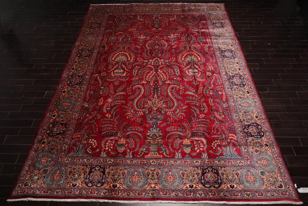 Palace Red Hand Knotted 100% Wool Sarouk Persian Oriental Area Rug ...