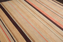 8' x 10' Handmade Tibetan Wool Designer Stripes Modern Oriental Area Rug Beige - Oriental Rug Of Houston