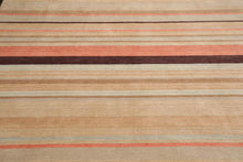 8' x 10' Handmade Tibetan Wool Designer Stripes Modern Oriental Area Rug Beige - Oriental Rug Of Houston