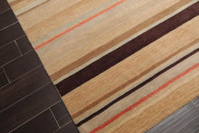 8' x 10' Handmade Tibetan Wool Designer Stripes Modern Oriental Area Rug Beige - Oriental Rug Of Houston