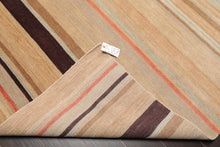 8' x 10' Handmade Tibetan Wool Designer Stripes Modern Oriental Area Rug Beige - Oriental Rug Of Houston