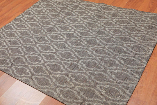 5' x 6'6" Contemporary 100% Cotton Flatweave Area Rug Modern Gray