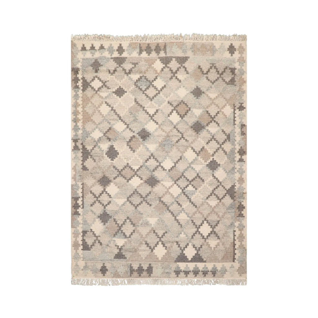 Hand Woven Flat hot Weave Kilim Wool Area Rug Contemporary Aqua Cream BBH Homes BBD00114