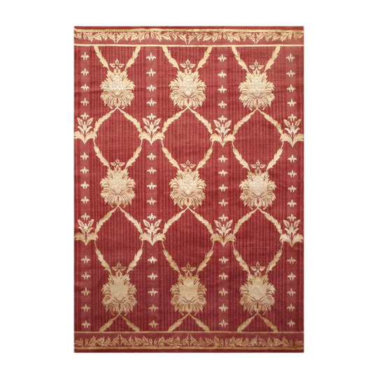 6' x 9' Couristan Hand Knotted Wool & Silk S.fine Damask Tibetan Area Rug Rust