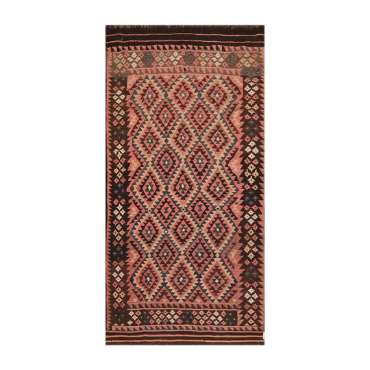 4'9"x10' Authentic Hand woven Reversible Southwestern Kilim Oriental Area Rug Rose