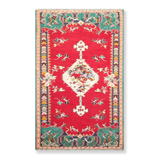 4'9" x 8' Hand Knotted Superfine Kilim 100% Wool Oriental Area Rug Red